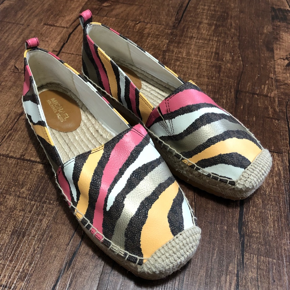 Worn once! Michael by Michael Kors Zebra Espadrilles size 5 no box